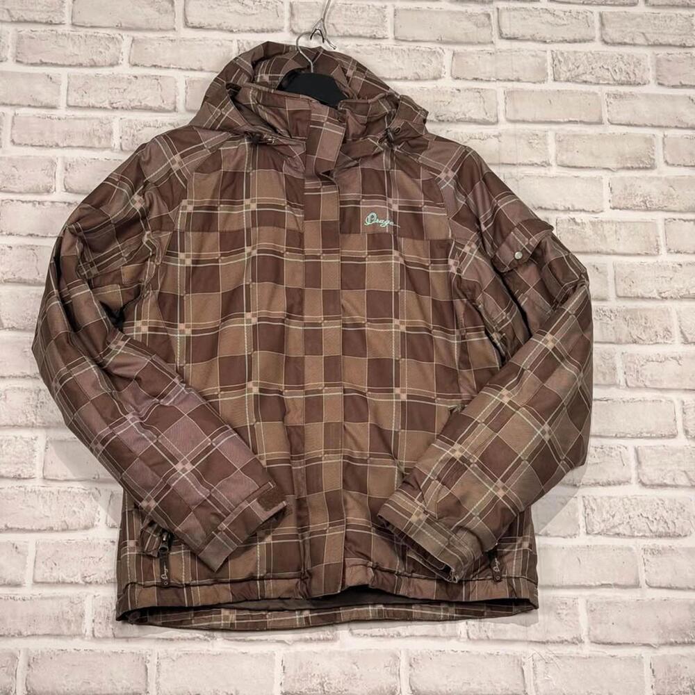 Orage Women's Size M Hooded Snowboard/Ski Jacket Brown Plaid‎ Winter Parka